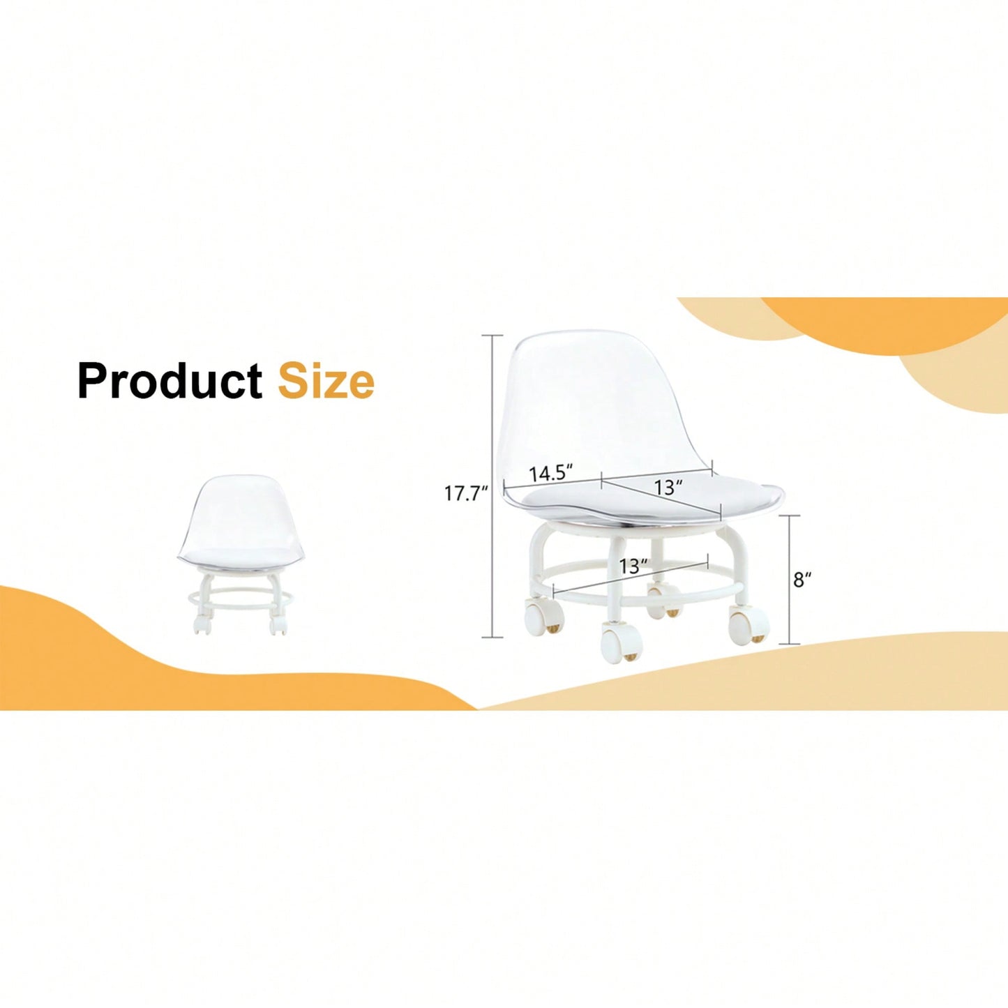 Small White Swivel Chair With Silky Pulleys For Modern Family - 360° Rotation, Easy Assembly, Stylish And Versatile