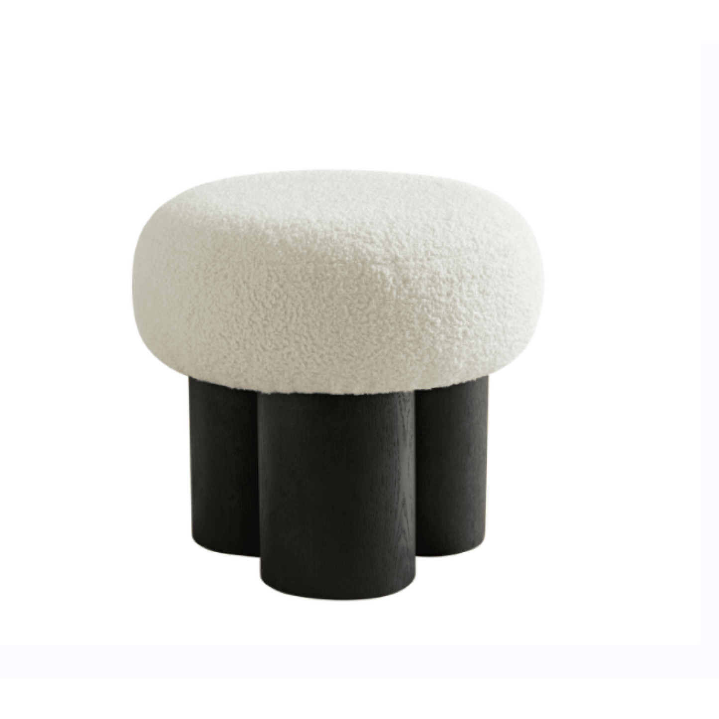 Versatile Mushroom Stool With Brown Lamb Wool Seat And Walnut Veneer, Ideal For Footrest Or Toy Storage, Space-Saving Design