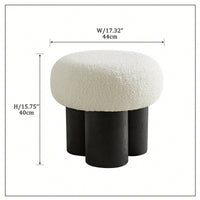 Versatile Mushroom Stool With Brown Lamb Wool Seat And Walnut Veneer, Ideal For Footrest Or Toy Storage, Space-Saving Design