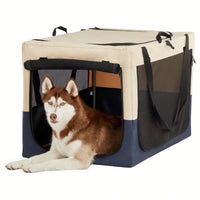 Adjustable Soft-Sided Dog Crate With Three Doors Portable Fabric Kennel For Travel And Home Use