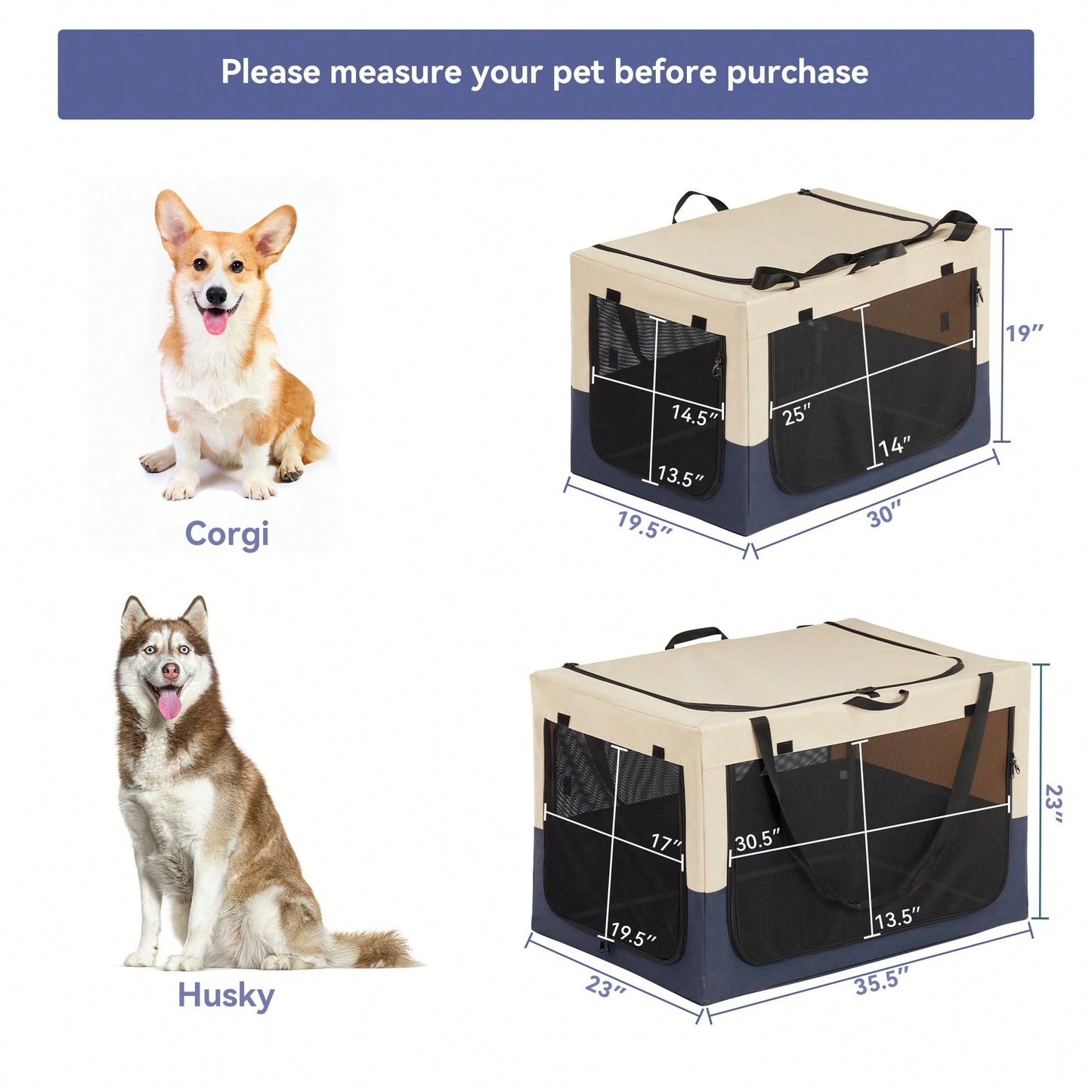 Adjustable Soft-Sided Dog Crate With Three Doors Portable Fabric Kennel For Travel And Home Use