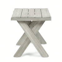 Rustic Acacia Wood Side Table With Sandblast Finish For Outdoor Patio And Backyard Use