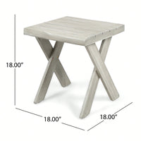 Rustic Acacia Wood Side Table With Sandblast Finish For Outdoor Patio And Backyard Use