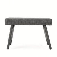 Transitional Faux Rattan Wicker Snack Table With Iron Frame No Assembly Required