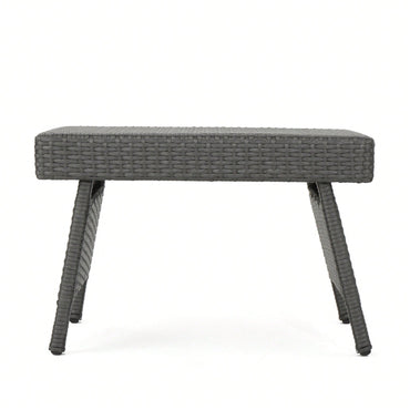 Transitional Faux Rattan Wicker Snack Table With Iron Frame No Assembly Required