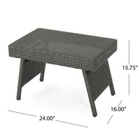 Transitional Faux Rattan Wicker Snack Table With Iron Frame No Assembly Required