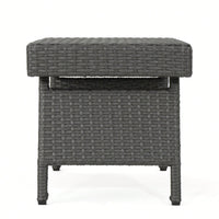 Transitional Faux Rattan Wicker Snack Table With Iron Frame No Assembly Required