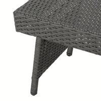 Transitional Faux Rattan Wicker Snack Table With Iron Frame No Assembly Required