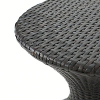 Outdoor Hourglass-Shaped Multi-Brown Wicker Side Table For Garden Patio Backyard