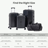 4 Piece Expandable Lightweight Luggage Set With 360 Degree Spinner Wheels Durable TSA Lock Travel Suitcases