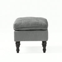 Contemporary Button Tufted Pillow Top Ottoman With Turned Legs For Living Room Seating And Style Upgrade