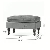 Contemporary Button Tufted Pillow Top Ottoman With Turned Legs For Living Room Seating And Style Upgrade