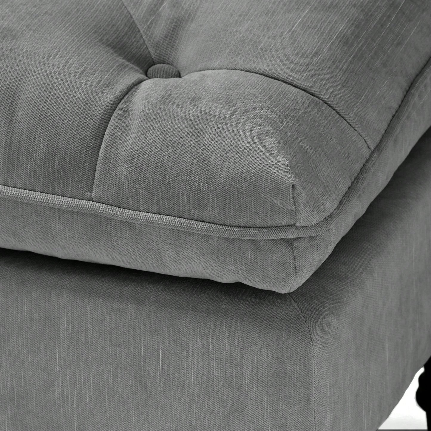 Contemporary Button Tufted Pillow Top Ottoman With Turned Legs For Living Room Seating And Style Upgrade