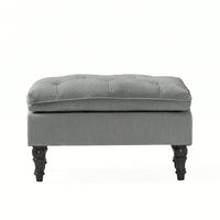 Contemporary Button Tufted Pillow Top Ottoman With Turned Legs For Living Room Seating And Style Upgrade