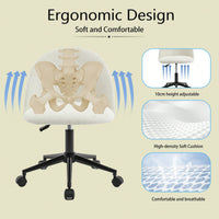 Stylish Velvet Office Chair With Adjustable Height And Ergonomic U-Shaped Design