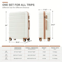 Luggage Sets 4 Piece - ABS Durable Suitcase With Travel Bag