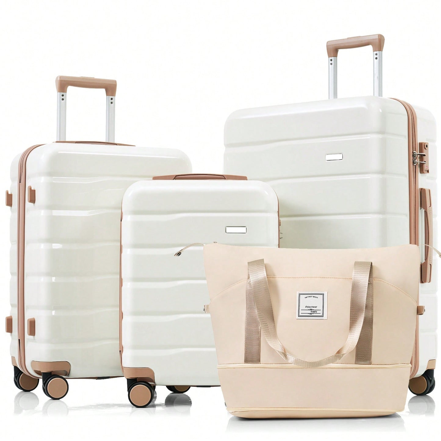 Luggage Sets 4 Piece - ABS Durable Suitcase With Travel Bag