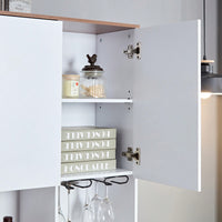 Farmhouse Kitchen Buffet Cabinet With Wine Storage And Power Outlets