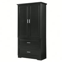 Tall Black Bathroom Storage Cabinet With Adjustable Shelves And Drawers