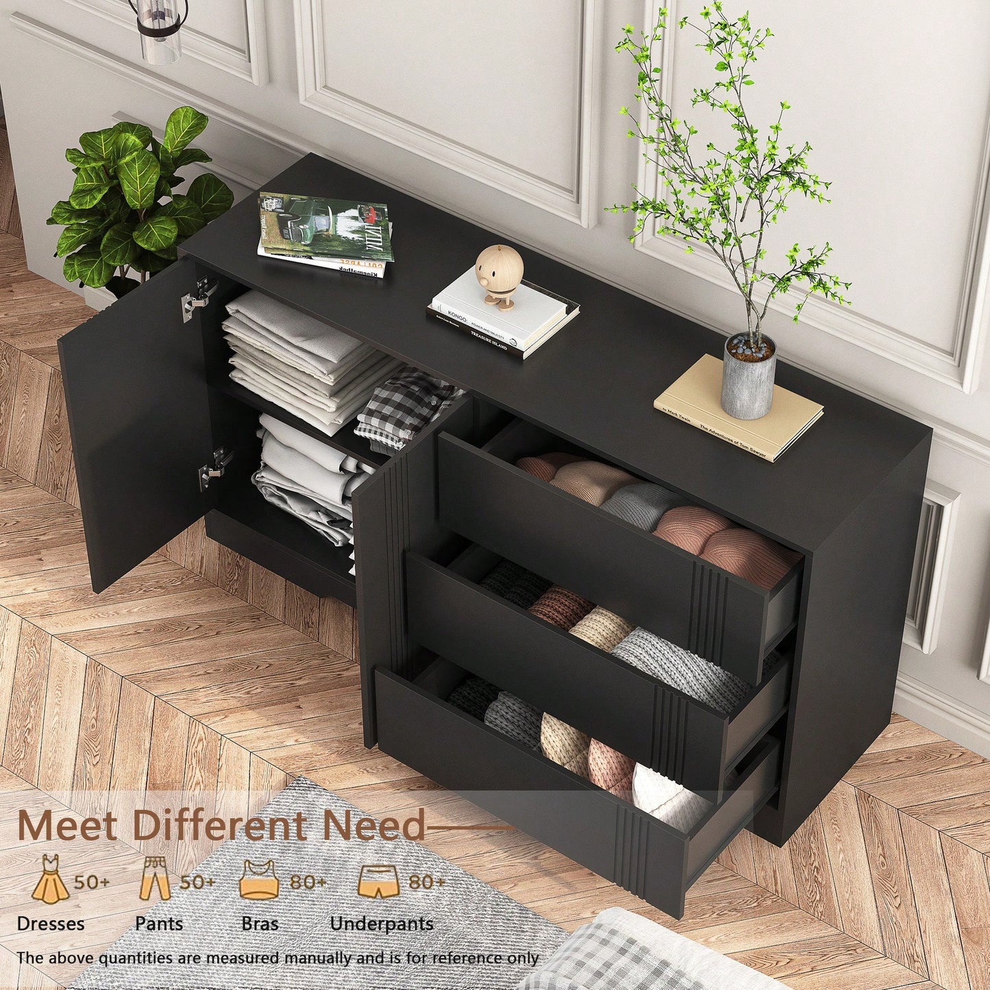 Modern Kitchen Buffet Storage Cabinet With Adjustable Shelves, Large Coffee Bar And Ample Drawer Space For Organized Storage