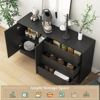 Modern Kitchen Buffet Storage Cabinet With Adjustable Shelves, Large Coffee Bar And Ample Drawer Space For Organized Storage