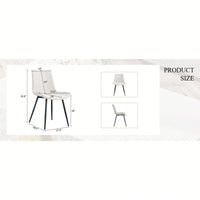 Curved Cushion White Faux Leather Dining Chairs with Black Metal Legs Set of 4 for Kitchen Restaurant Office