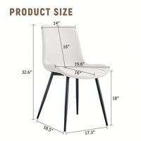 Curved Cushion White Faux Leather Dining Chairs with Black Metal Legs Set of 4 for Kitchen Restaurant Office
