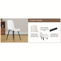 Curved Cushion White Faux Leather Dining Chairs with Black Metal Legs Set of 4 for Kitchen Restaurant Office