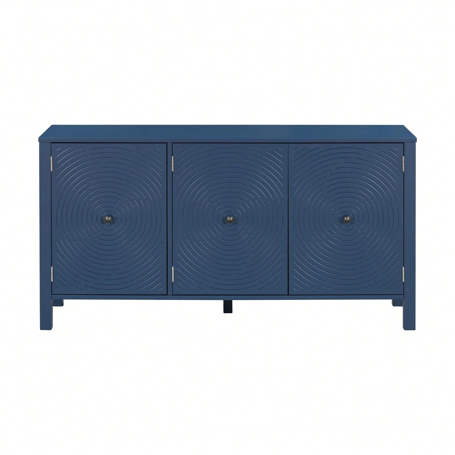 Elegant Three-Door Sideboard With Curved Swirl Patterned Doors For Living Room And Study Storage