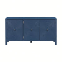 Elegant Three-Door Sideboard With Curved Swirl Patterned Doors For Living Room And Study Storage