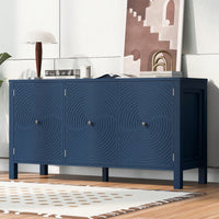 Elegant Three-Door Sideboard With Curved Swirl Patterned Doors For Living Room And Study Storage