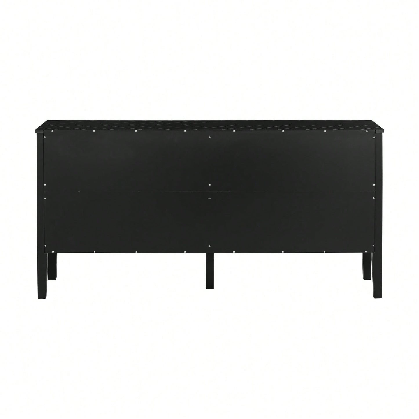 Elegant Four-Door Sideboard With Geometric Patterns And Vintage Metal Handles For Living Rooms, Entrances, And Studies