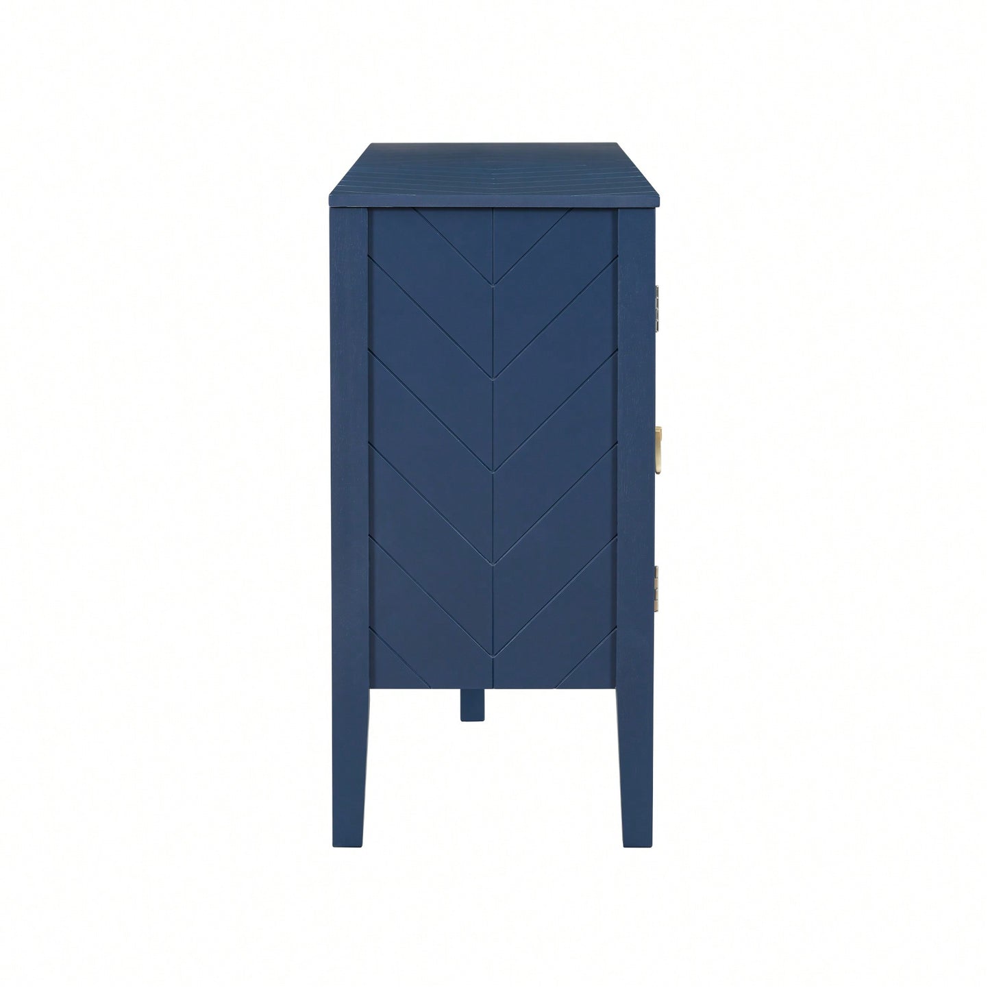 Elegant Four-Door Sideboard With Geometric Patterns And Vintage Metal Handles For Living Rooms, Entrances, And Studies