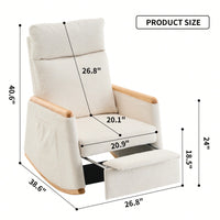Comfortable High Back Upholstered Rocking Chair With Footrest And Side Pocket For Living Room Nursery Bedroom