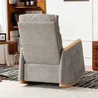 Comfortable High Back Upholstered Rocking Chair With Footrest And Side Pocket For Living Room Nursery Bedroom