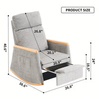 Comfortable High Back Upholstered Rocking Chair With Footrest And Side Pocket For Living Room Nursery Bedroom