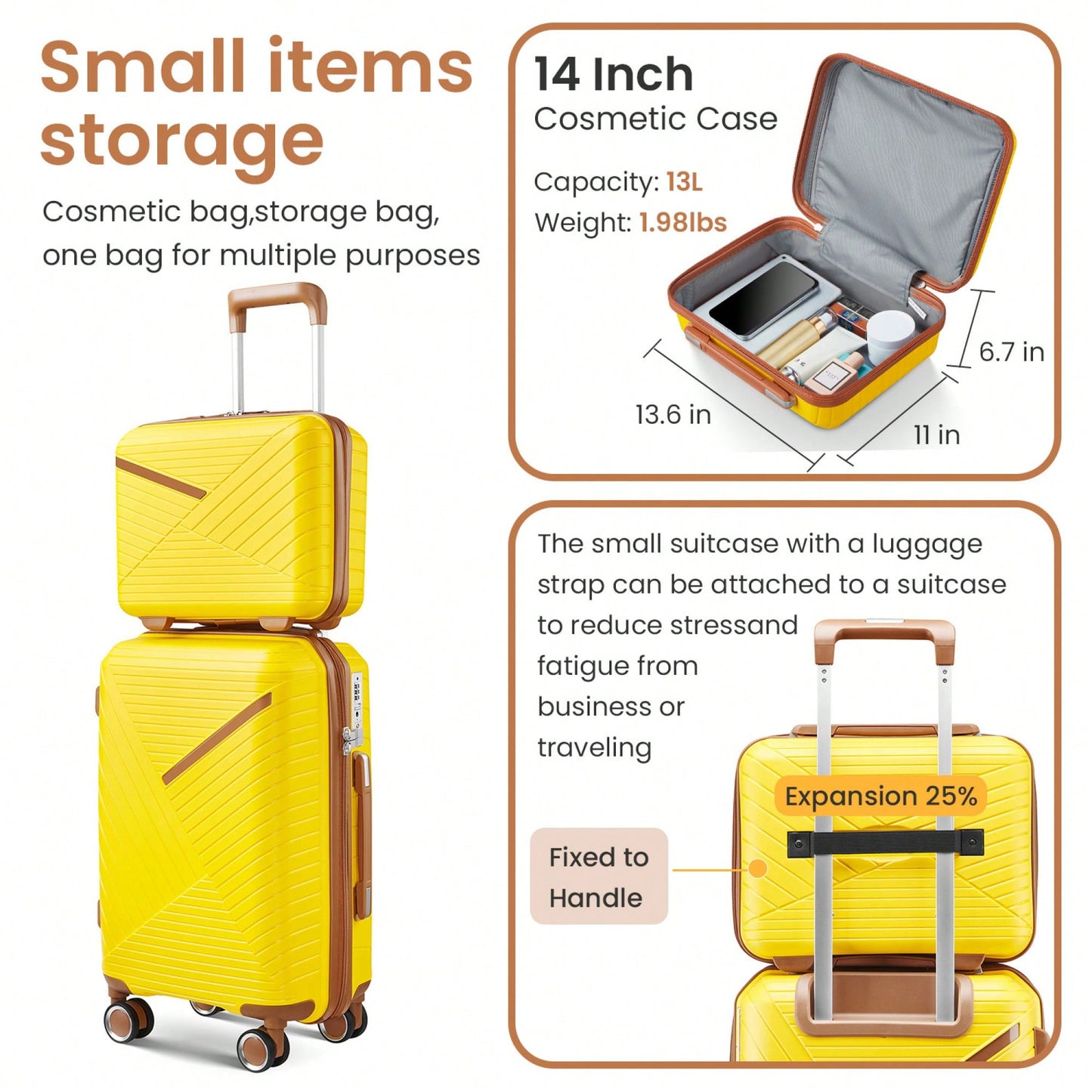 4 Piece Expandable Lightweight Luggage Set With 360 Degree Spinner Wheels Durable TSA Lock Travel Suitcases