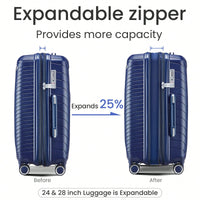 4 Piece Expandable Lightweight Luggage Set With 360 Degree Spinner Wheels Durable TSA Lock Travel Suitcases