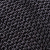 Knitted Cotton Square Pouf Cube Dark Grey 20x20x16 For Extra Seating Or Footrest