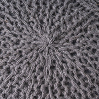 Modern Handcrafted Knitted Wool Round Pouf 20x20 For Cozy Home Decor