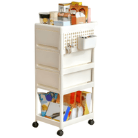 4 Tier Rolling Storage Cart for Bedroom Kitchen Living Room Durable PP Organizer for Toys Snacks Tools and Pet Supplies