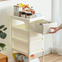 4 Tier Rolling Storage Cart for Bedroom Kitchen Living Room Durable PP Organizer for Toys Snacks Tools and Pet Supplies