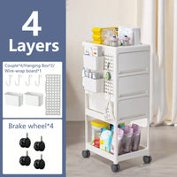 4 Tier Rolling Storage Cart for Bedroom Kitchen Living Room Durable PP Organizer for Toys Snacks Tools and Pet Supplies