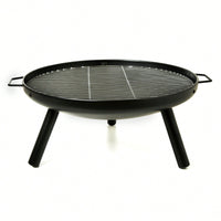 23 Inch Outdoor Fire Pit With Grill Rack For Backyard Patio Garden Camping BBQ Picnic Bonfire