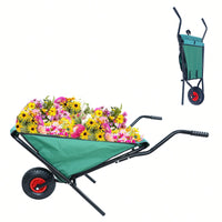 Heavy Duty Collapsible Wheelbarrow 176 Lb Capacity Lightweight Garden Cart with 10 Inch Pneumatic Tire for Yard Work and Gardening