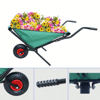 Heavy Duty Collapsible Wheelbarrow 176 Lb Capacity Lightweight Garden Cart with 10 Inch Pneumatic Tire for Yard Work and Gardening