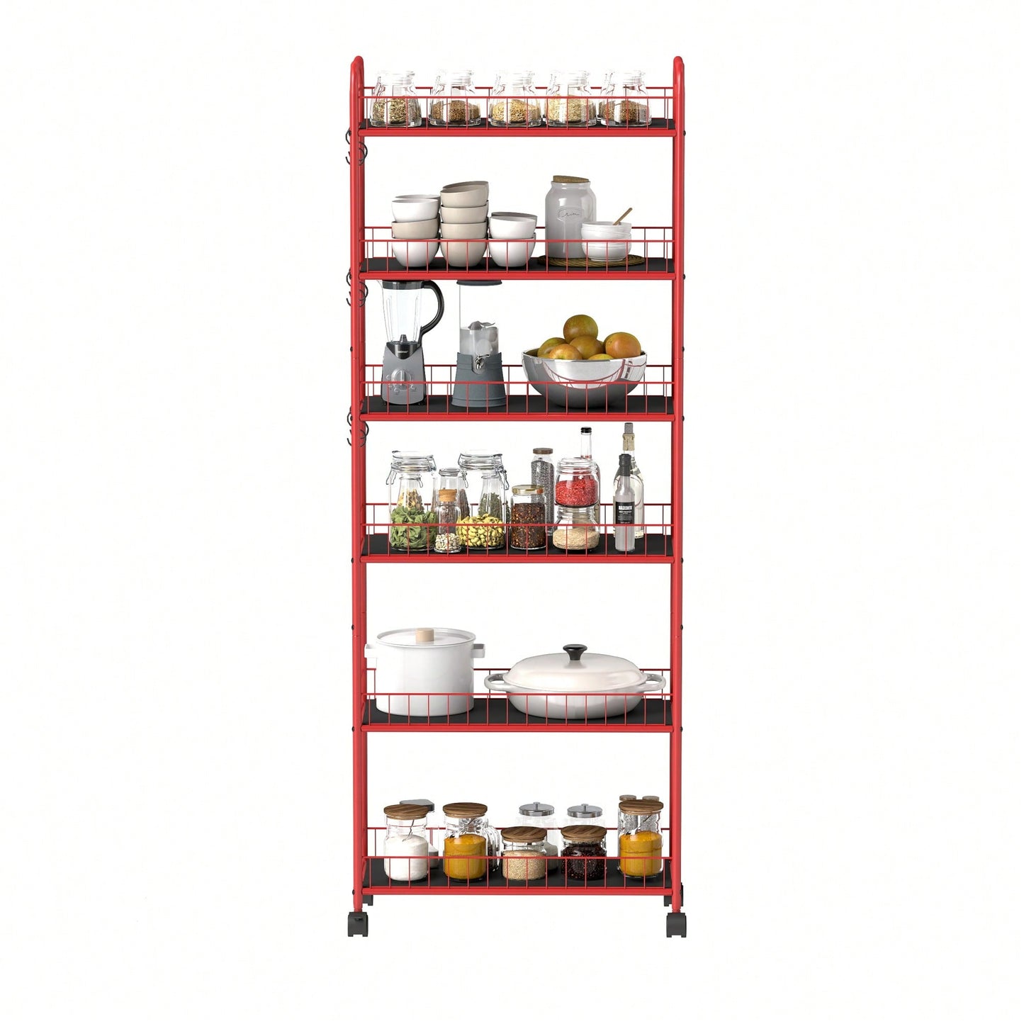 6 Tier Slim Rolling Storage Cart With Wheels Mobile Shelving Unit For Kitchen Bathroom Office Laundry Narrow Spaces