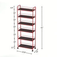 6 Tier Slim Rolling Storage Cart With Wheels Mobile Shelving Unit For Kitchen Bathroom Office Laundry Narrow Spaces