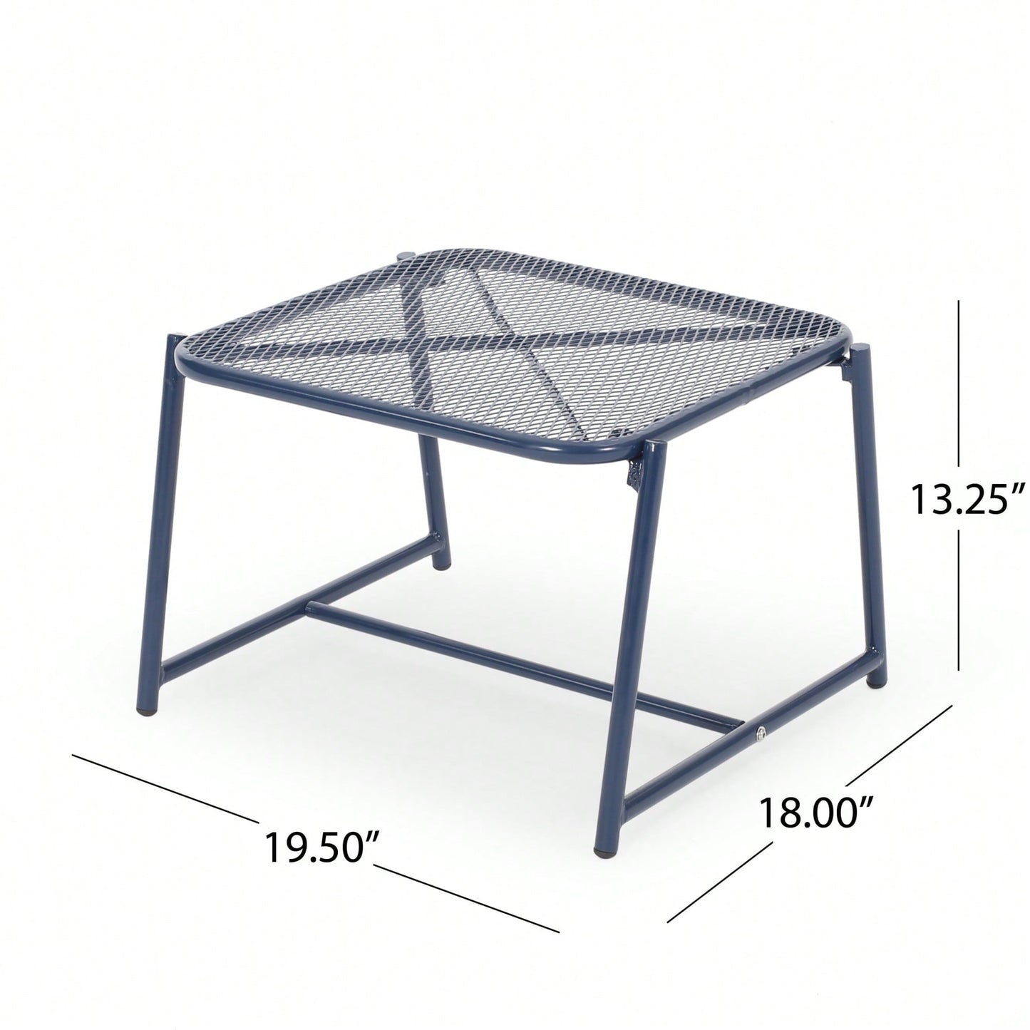 Iron Outdoor Side Table With Mesh Top And Modern Sled Base Design