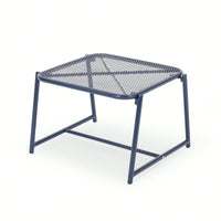 Iron Outdoor Side Table With Mesh Top And Modern Sled Base Design